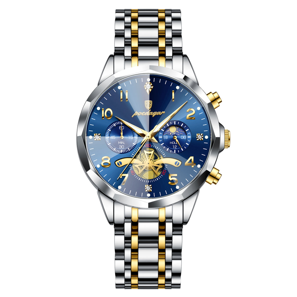 Multifunctional men's waterproof luminous chronograph business casual wristwatch