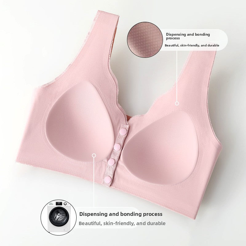 Womens Front Buckle Bra Wireless Full Coverage Vest Bra Summer Thin