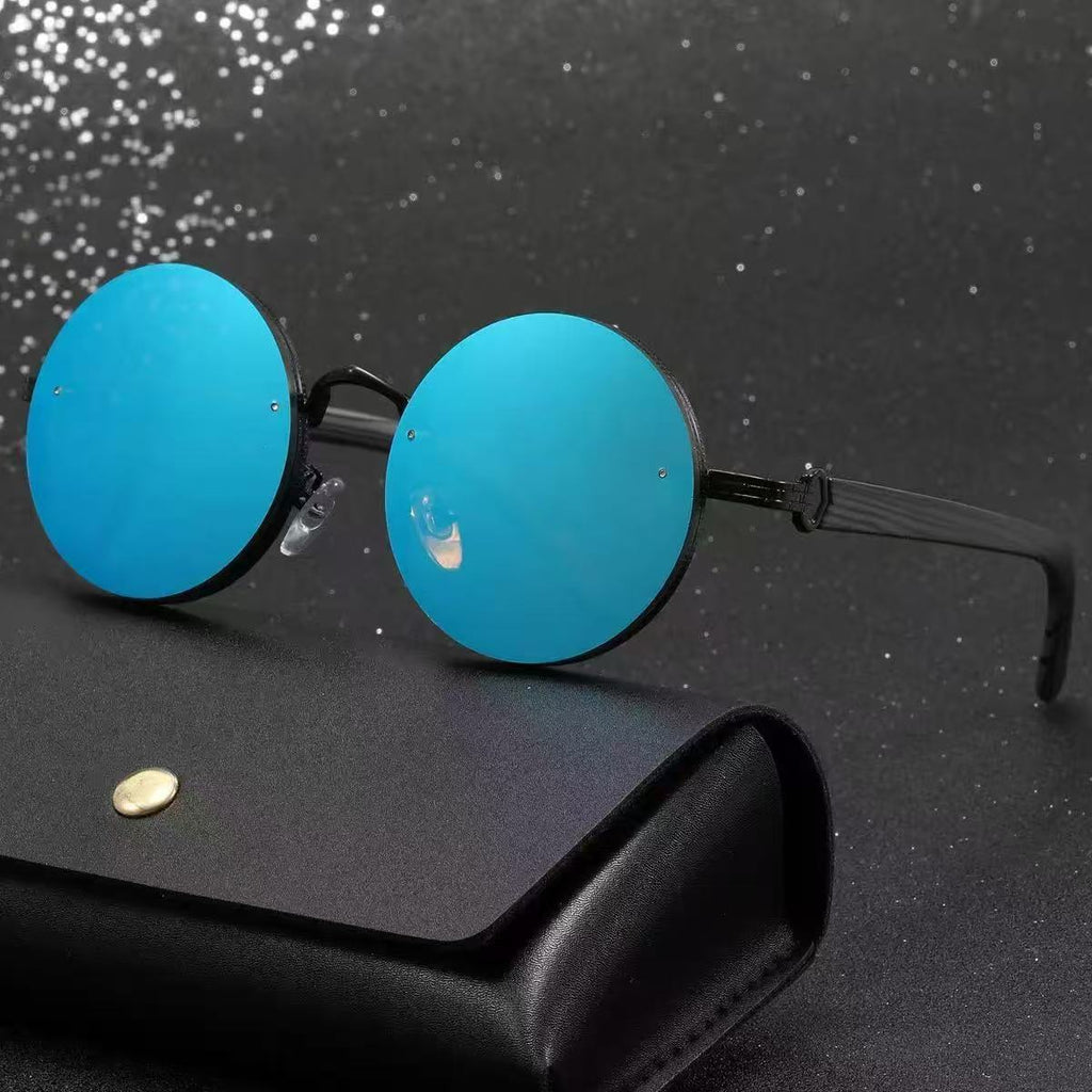 Retro Round Punk-Style Metal Sunglasses