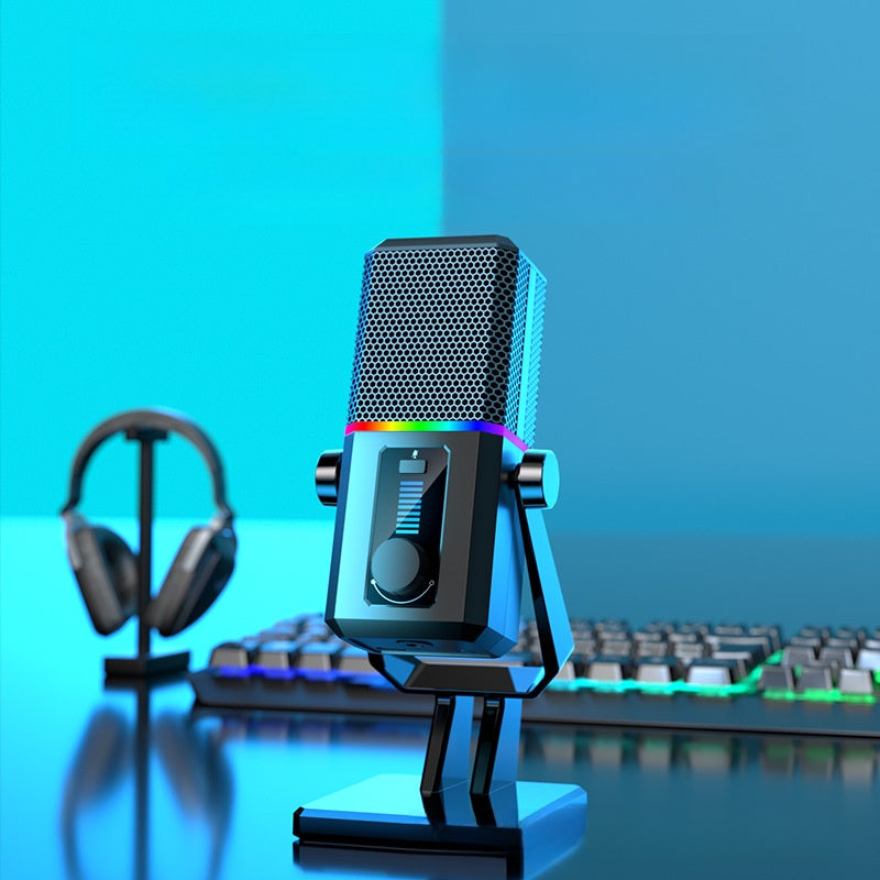 RGB USB Condenser Microphone with Noise Reduction