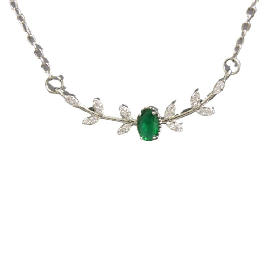 Zircon Branch Necklace with Copper Pendant