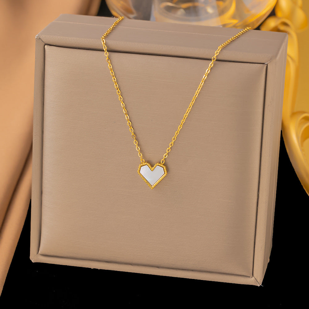 Titanium Steel Heart-Shaped Necklace for Women Fashion Heart Pendant Necklace