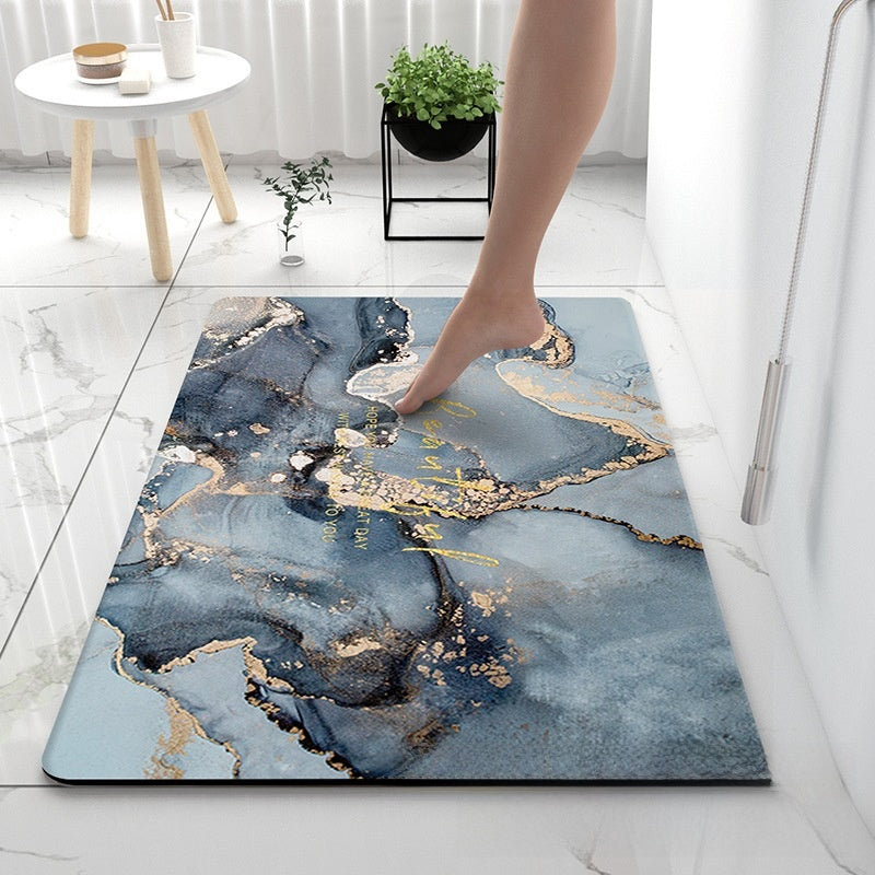 Marble Pattern Bathroom Floor Mat Soft Diatomaceous Earth Non-Slip Quick Drying Mat