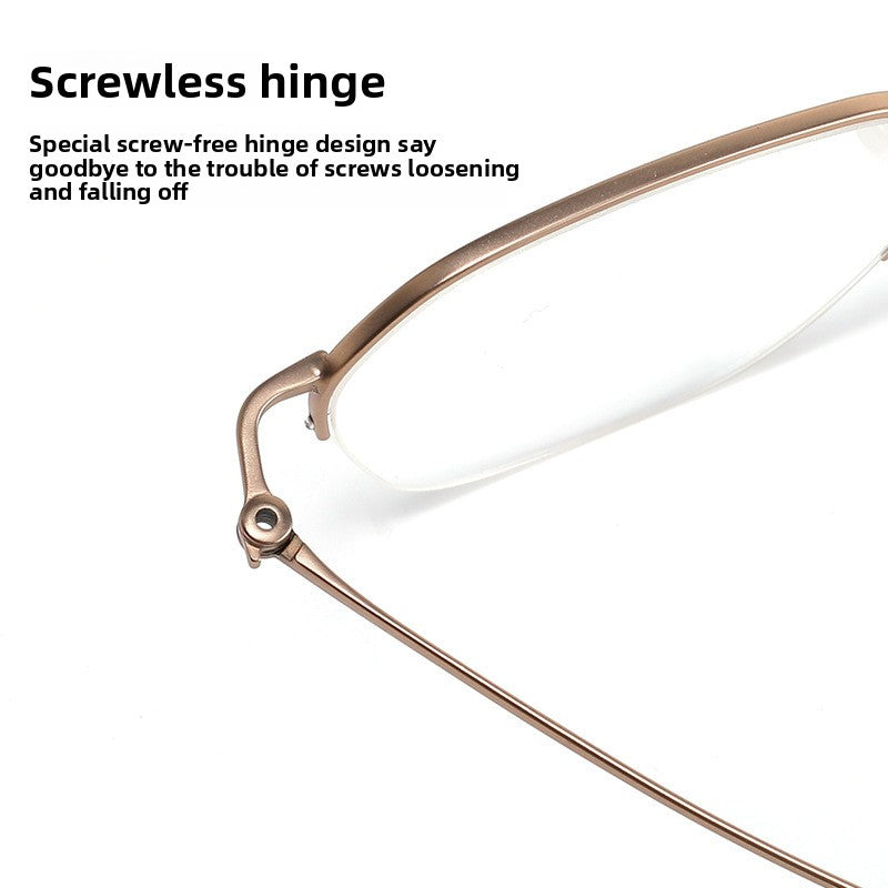 Retro Polygonal Pure Titanium Half-Rim Eyeglass Frame
