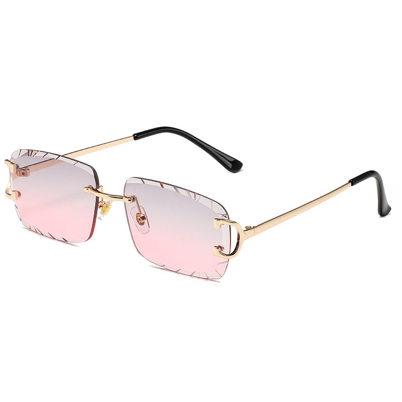 Frameless Square Metal Sunglasses UV400 Protection