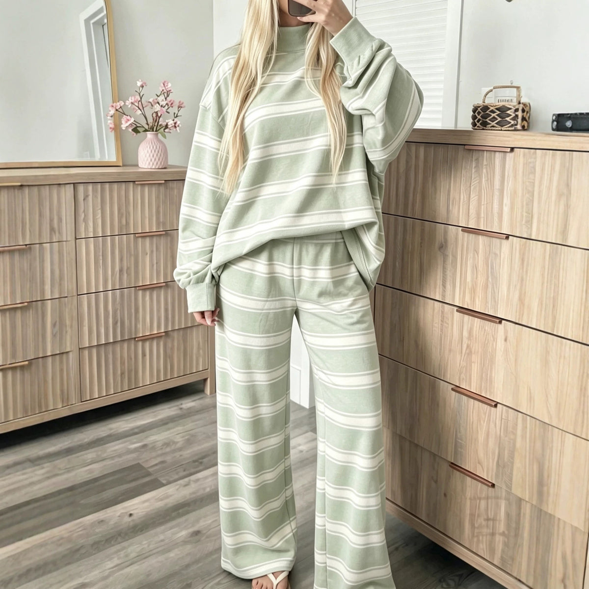 Striped fashion casual simple ladies suit