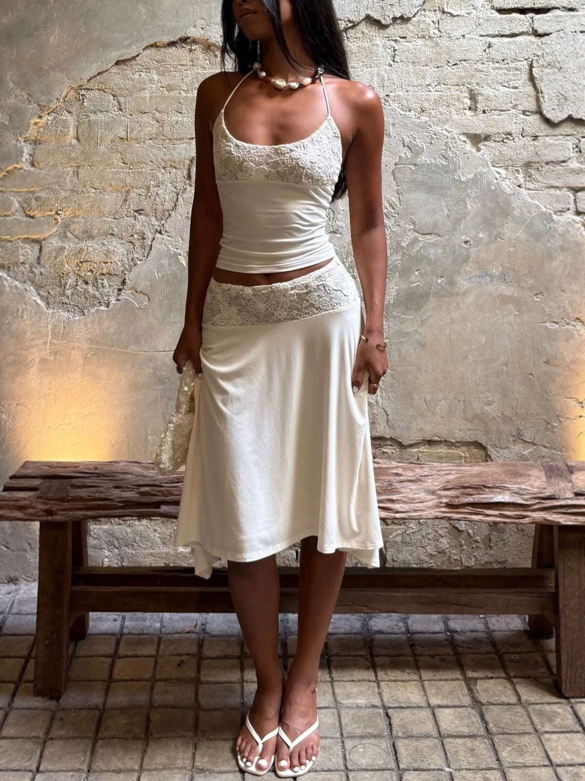Women Sleeveless Lace Camisole Dress