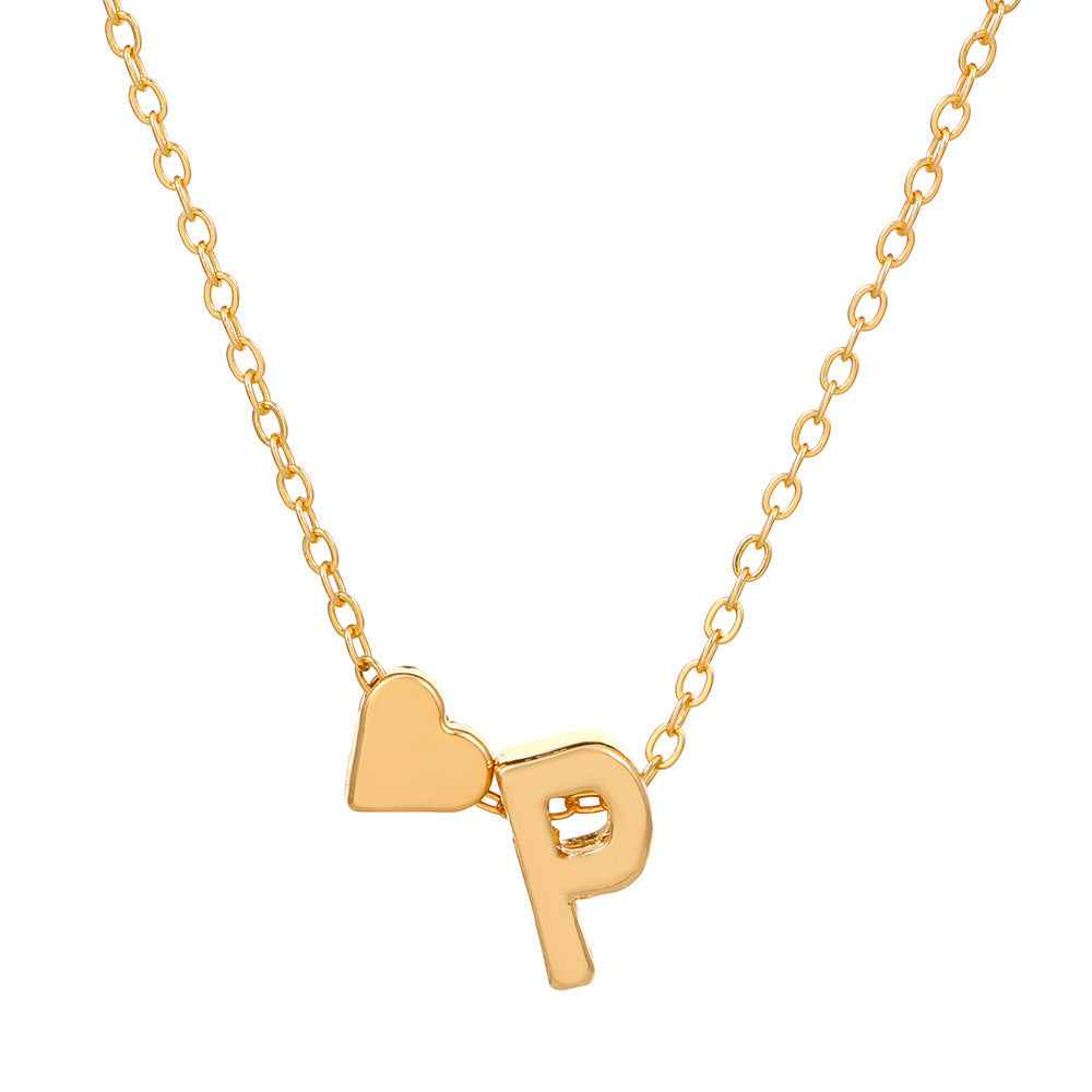 Heart Letter Necklace and Bracelet Set