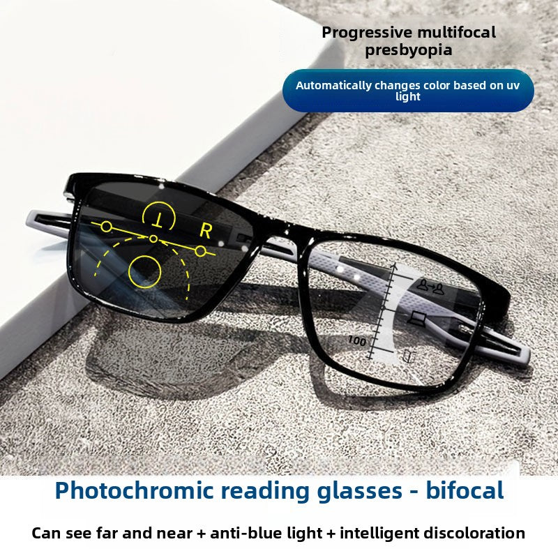 Progressive Multifocal Anti-Blue Light Photochromic Reading Glasses