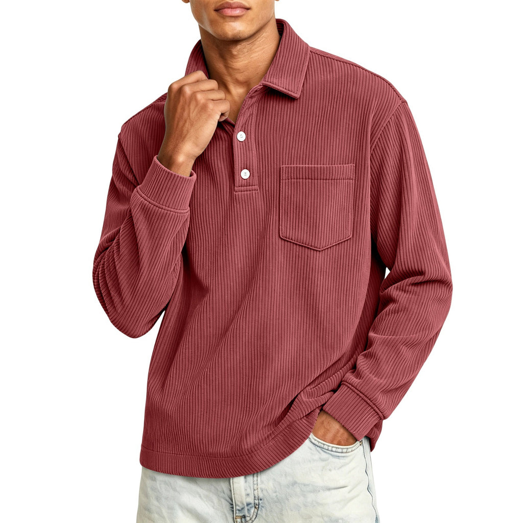 Men's Corduroy Shirt Long Sleeve Button Down Top