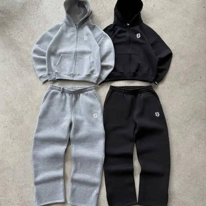 Fleece-Lined Hooded Tracksuit Set
