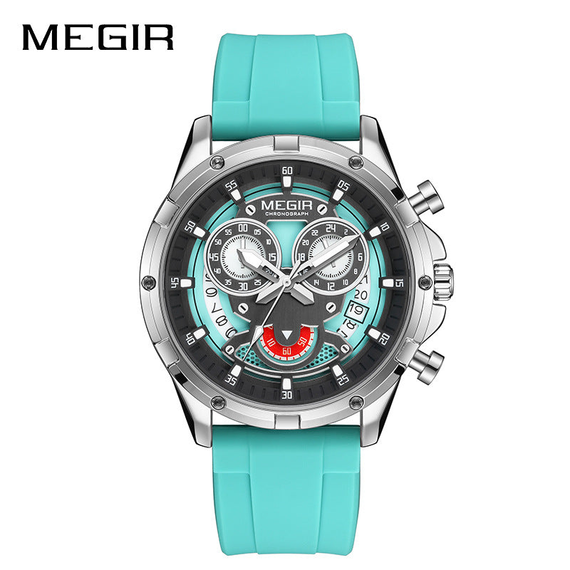 MEGIR Men's Casual Silicone Strap Quartz Chronograph Watch