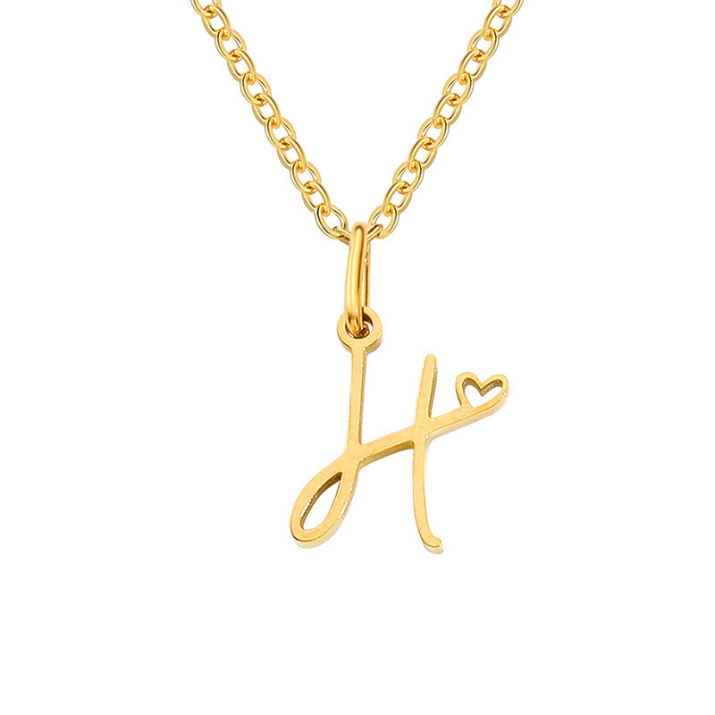 Alphabet Letter Stainless Steel Necklace
