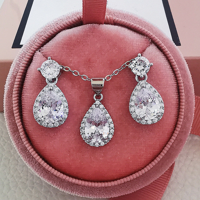 Pear-Shaped Zircon Earrings Necklace Set