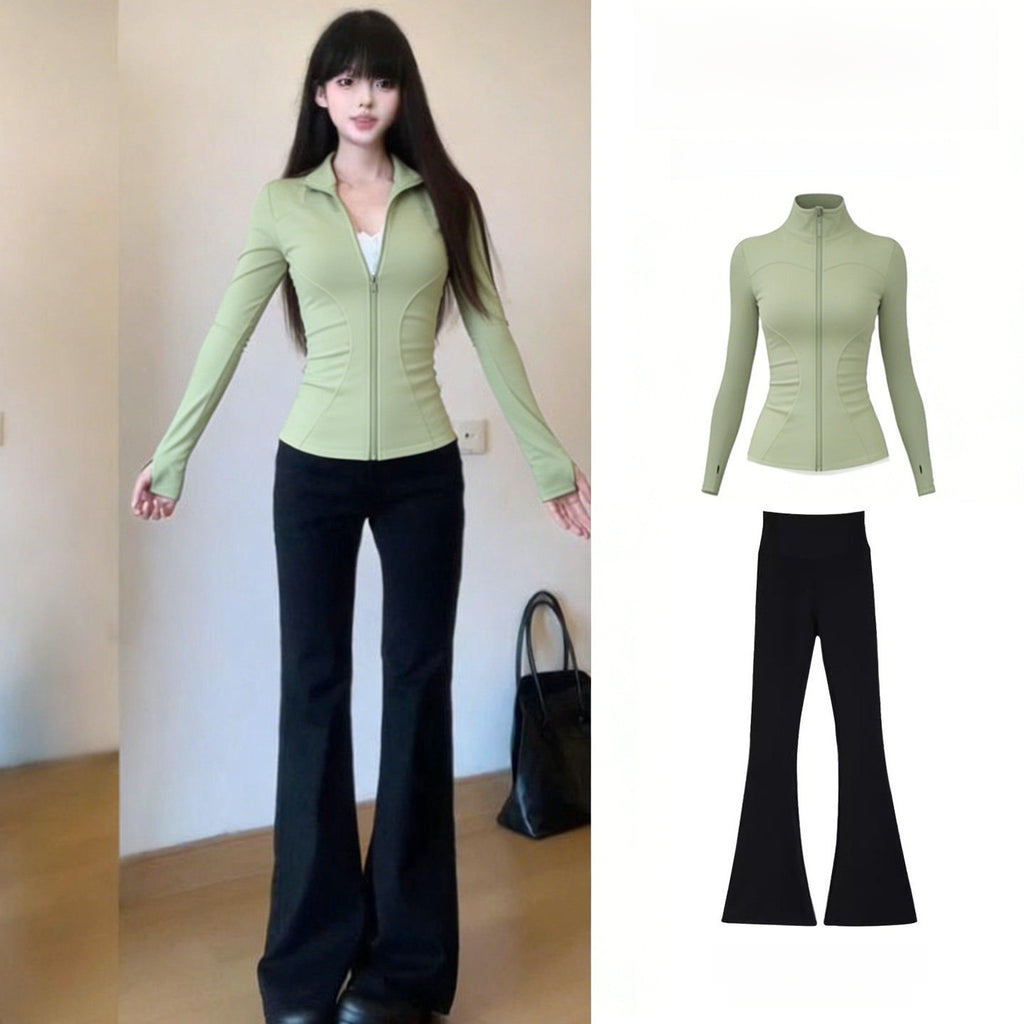Women's 2-Piece Quick-Dry Long Sleeve Yoga Running Sports Set