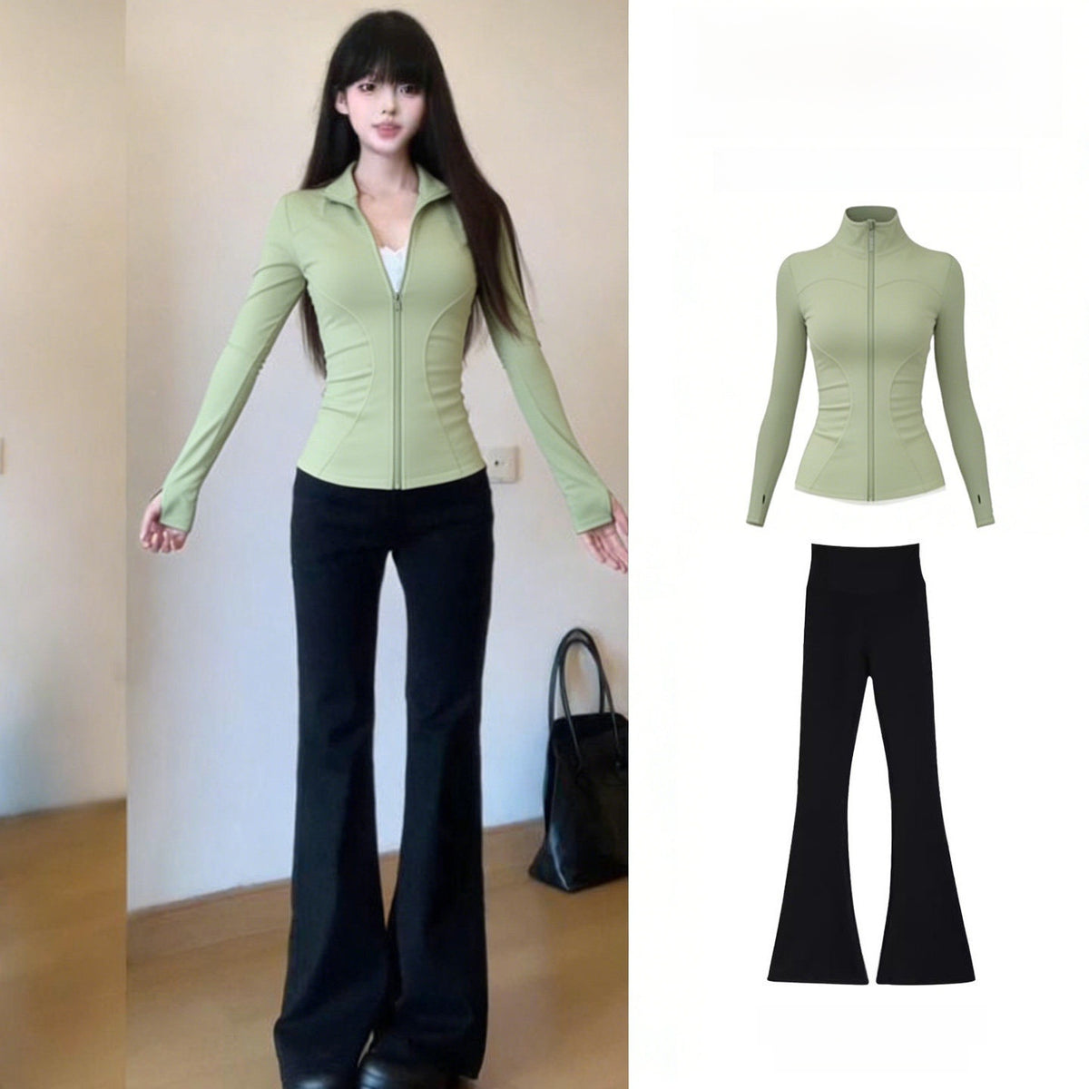 Women's 2-Piece Quick-Dry Long Sleeve Yoga Running Sports Set