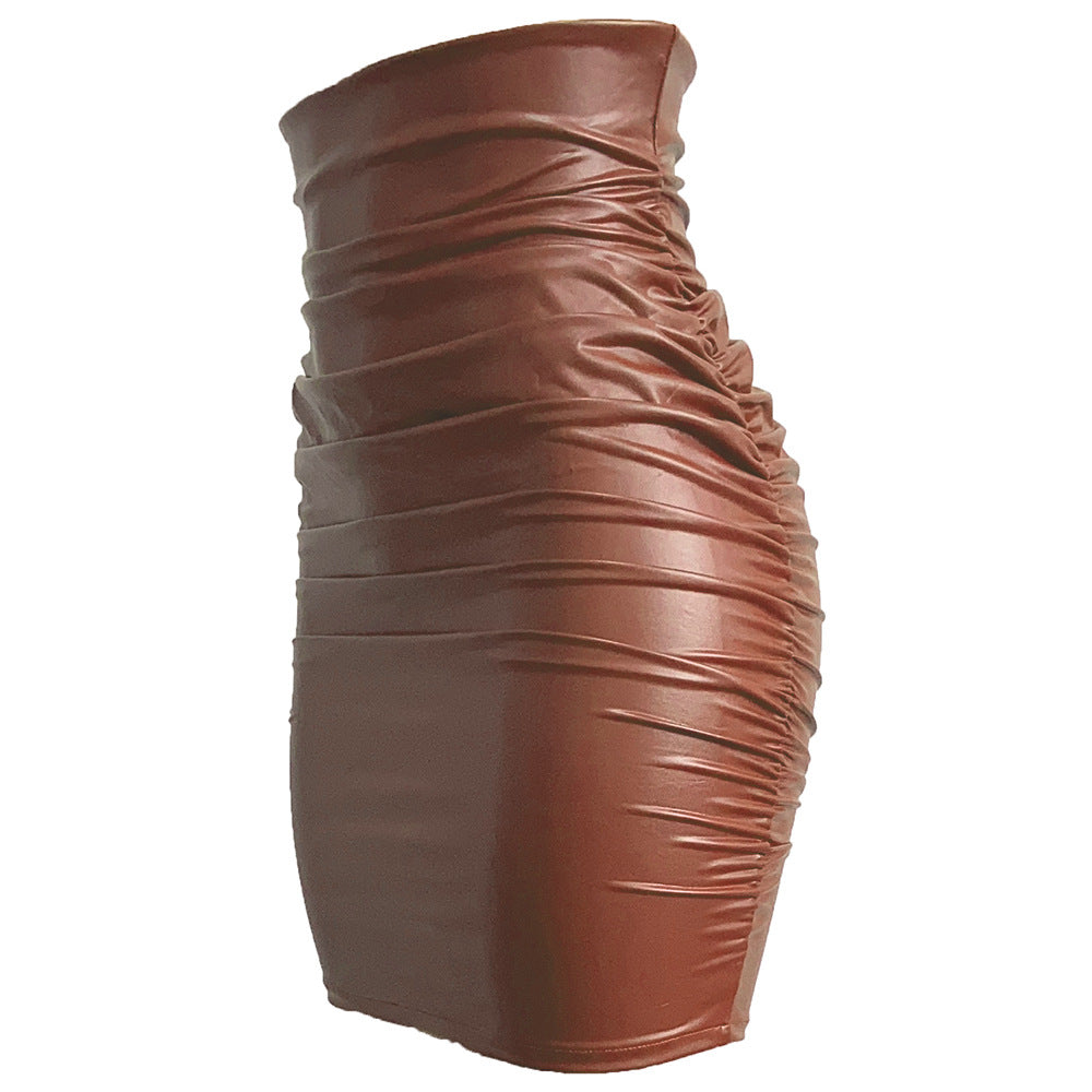 Womens PU Leather Bodycon Skirt