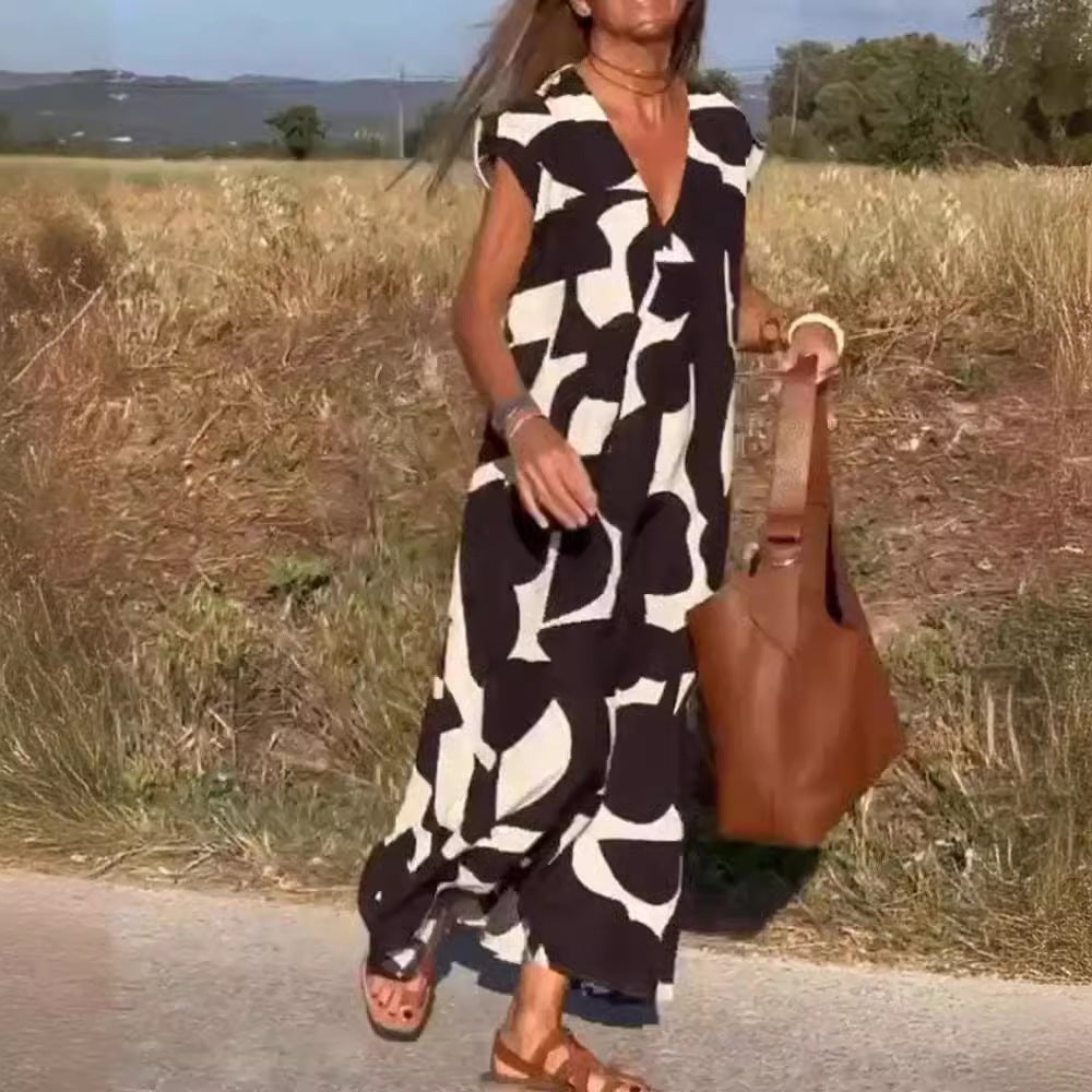 Fashion V-neck long dress for women