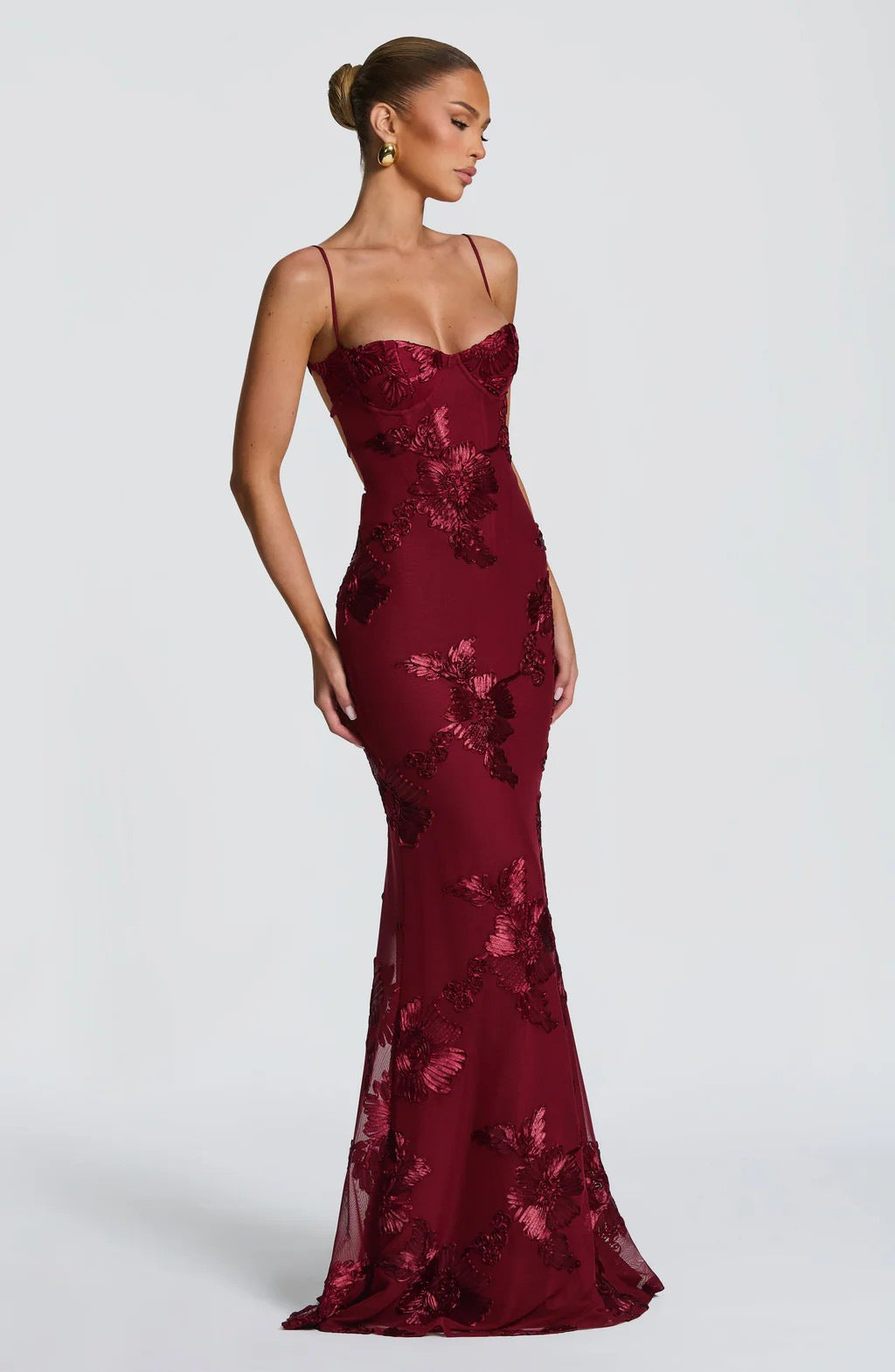 Floral Backless Long Evening Dress