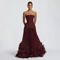 Strapless and figure-hugging long evening dress