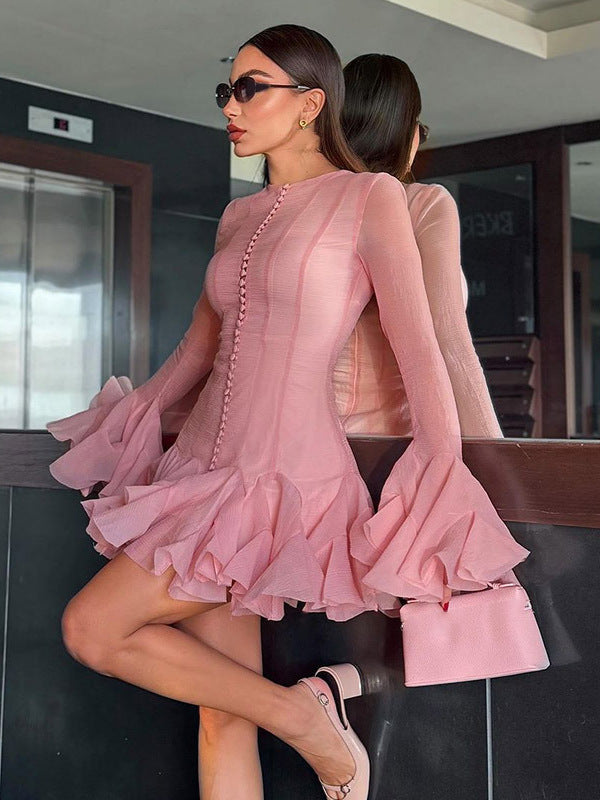 Buttoned Ruffle Princess Dress