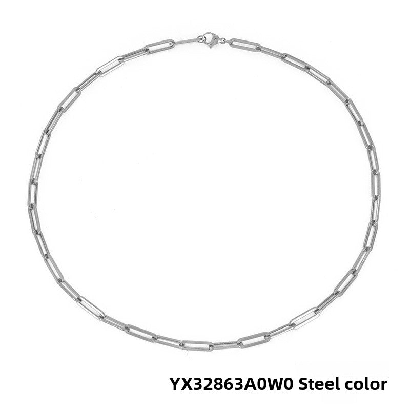 Stainless Steel Paperclip Chain Necklace
