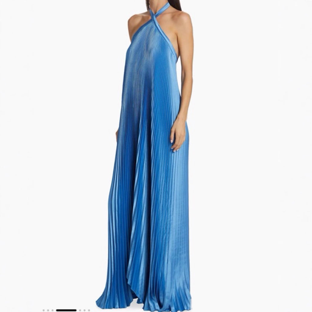 Sleeveless Pleated Backless Dress