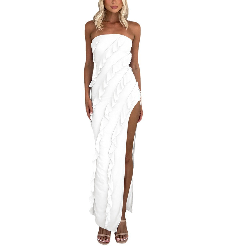 Tube Top Side Slit Dress