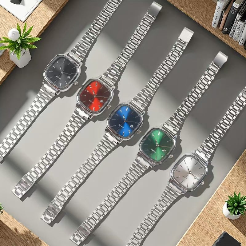 Retro Stainless Steel Square Watch