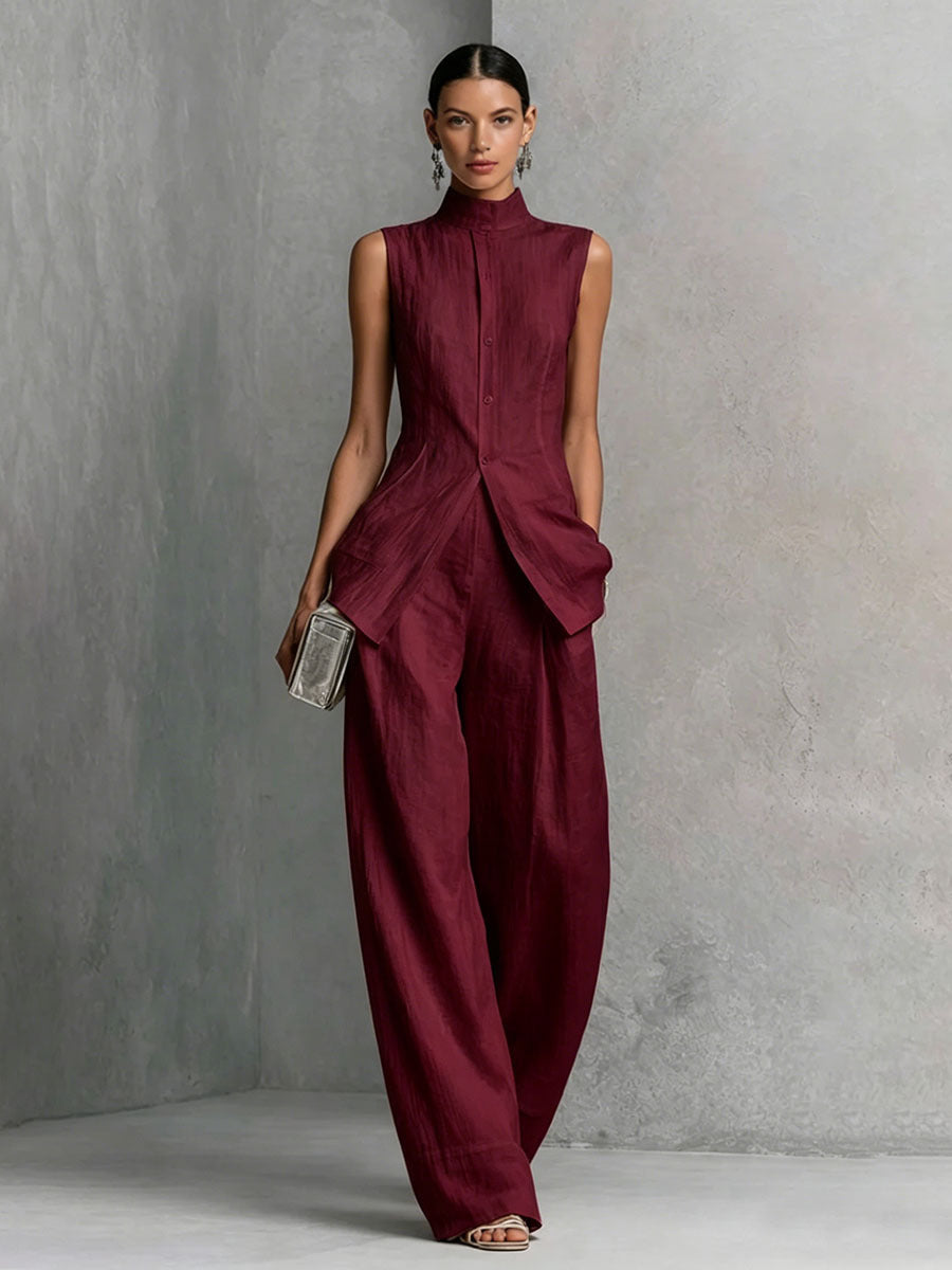 Drapey Sleeveless Top and Long Pants Set