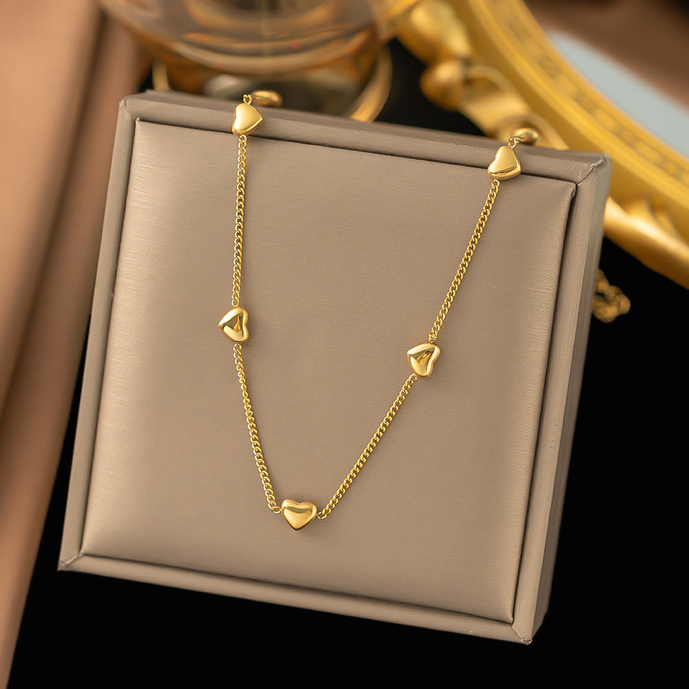 Titanium Steel Heart-Shaped Necklace for Women Fashion Heart Pendant Necklace