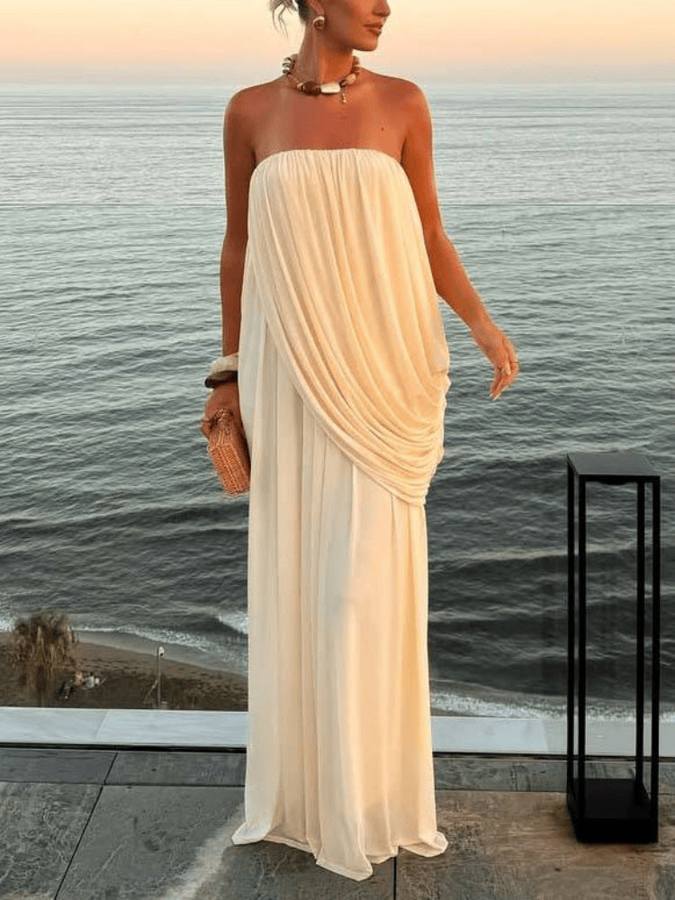Womens Chiffon Pleated Dress