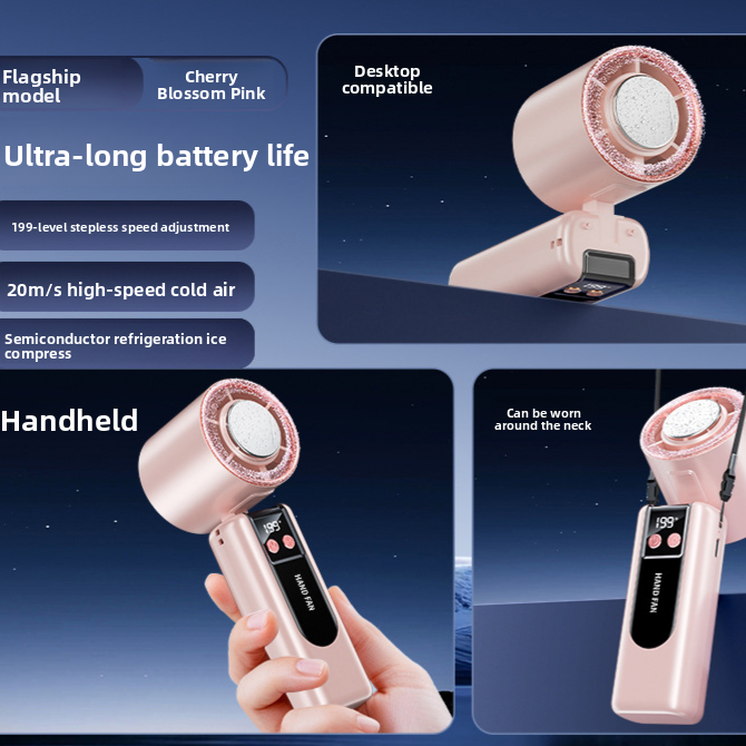 Portable USB Rechargeable Handheld Fan with Ice Compress