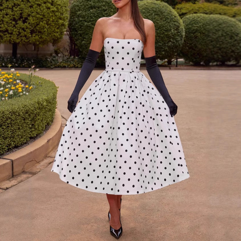 Strapless Polka Dot Dress