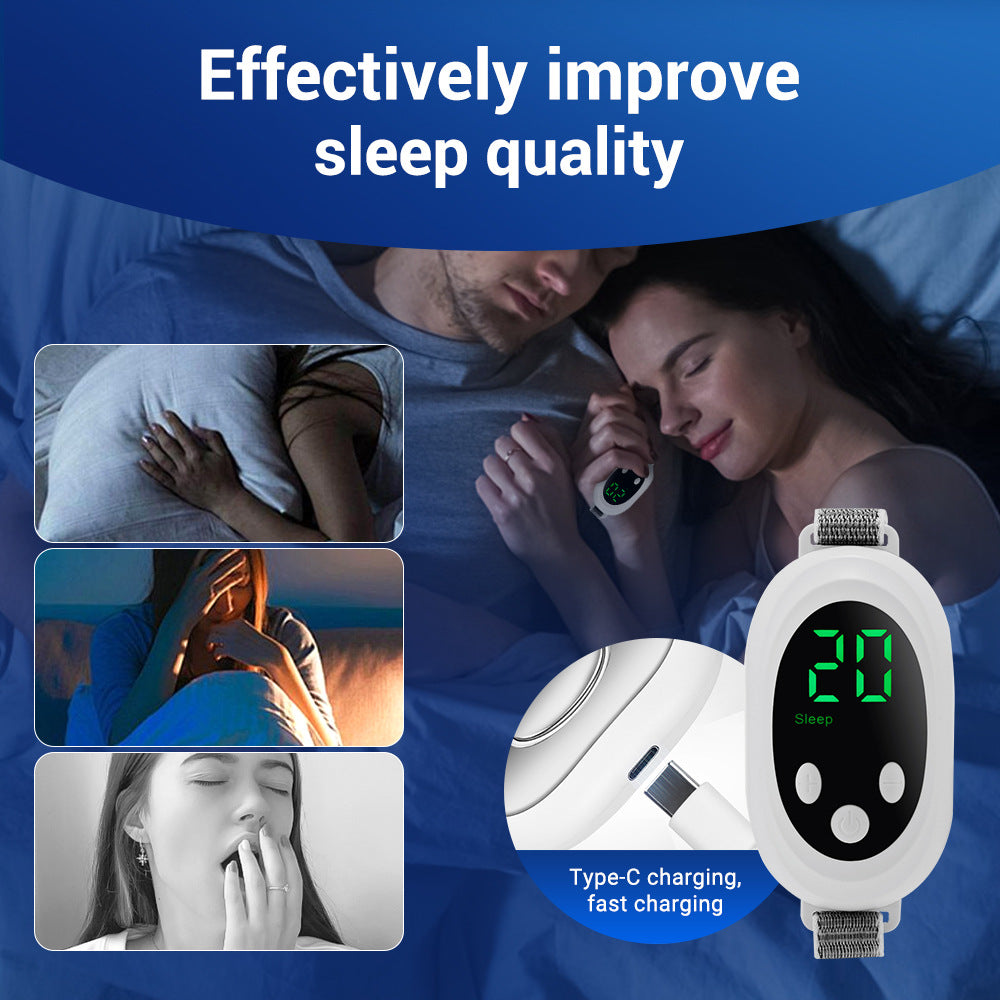Dual-Mode Screen Display Microcurrent 20-Level Adjustable Sleep Aid Device with Wristband