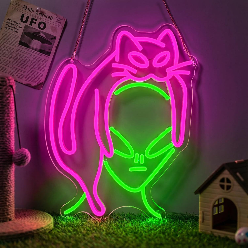 Alien UFO LED Neon Sign Light for Bedroom Game Room Bar Party Decoration