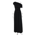 Womens Slant Collar Pleated Dress