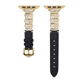 Irregular Diamond-Encrusted Leather Strap for Apple Watch Series 1-11
