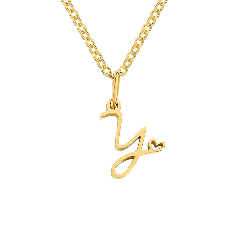 Alphabet Letter Stainless Steel Necklace