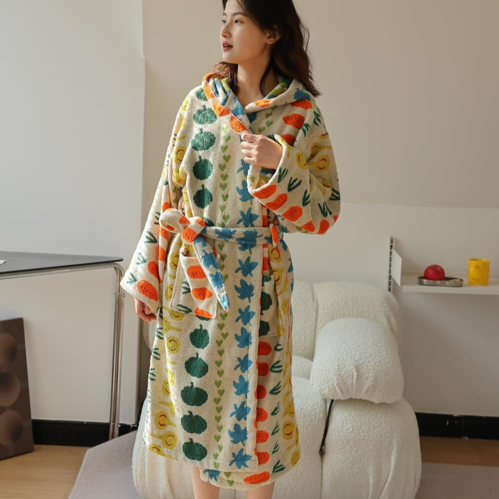 Hooded Cotton Bathrobe for Adults and Children