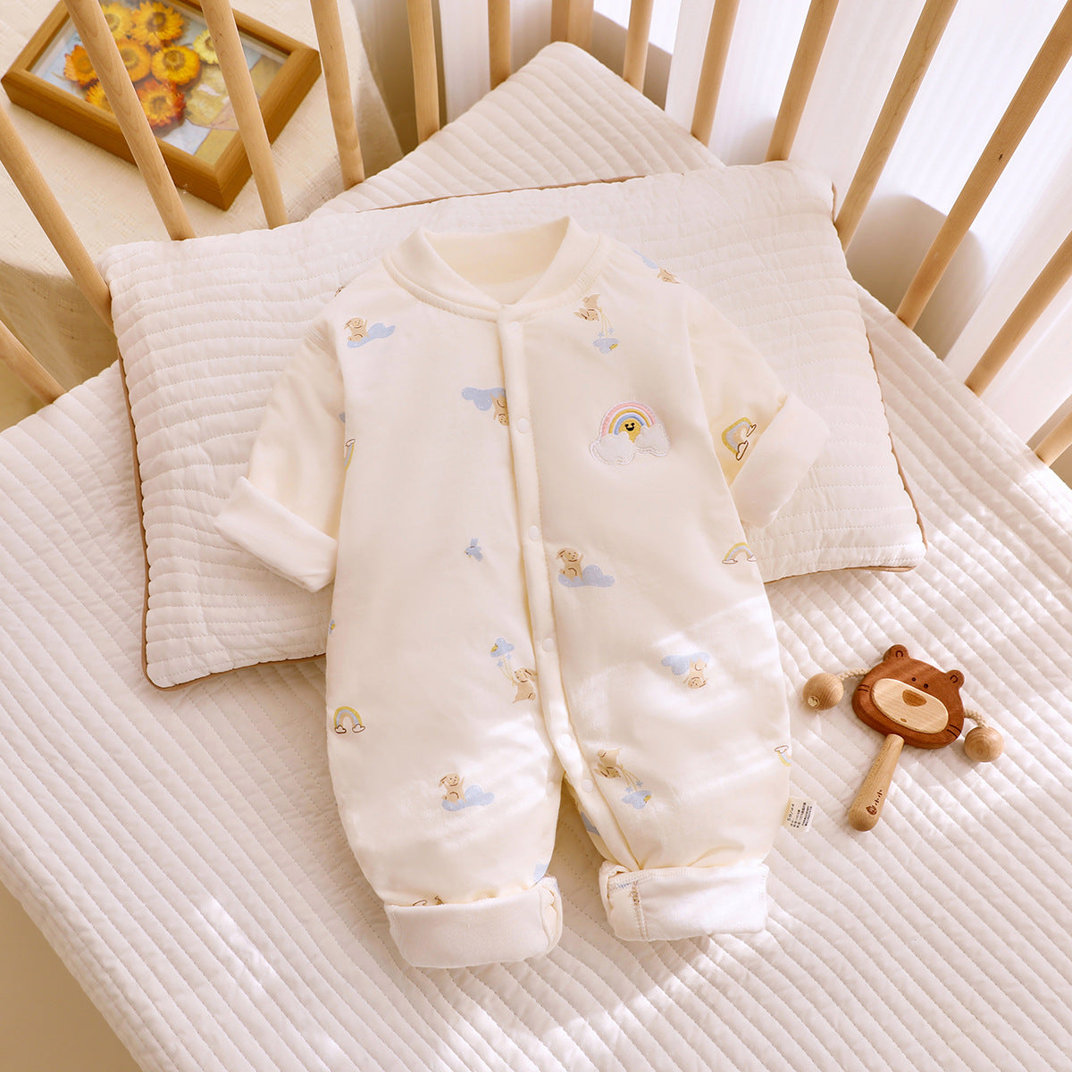 Newborn Infant Baby Winter Warm Cotton Padded Jumpsuit Romper