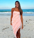 Lady's strapless, sleeveless, form-fitting long dress