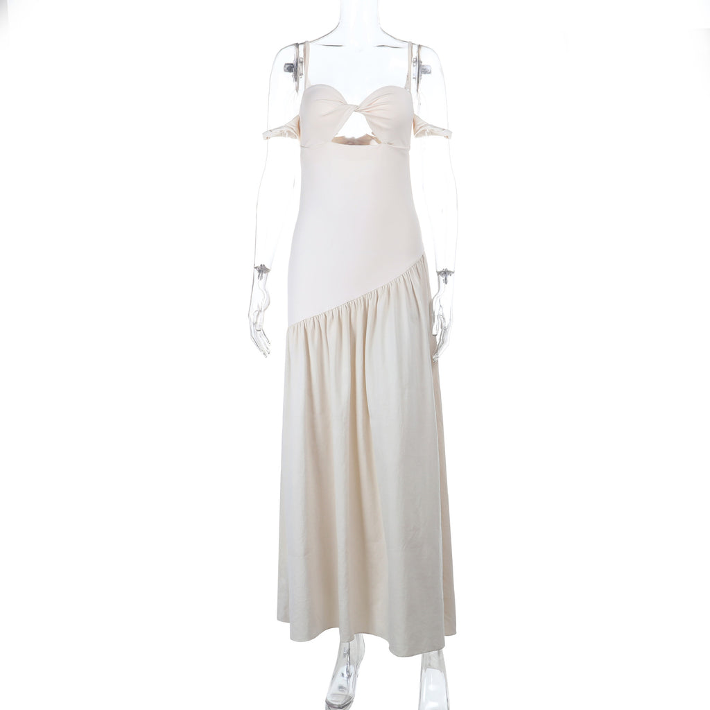 One-Shoulder Patchwork Hollow Out Dress