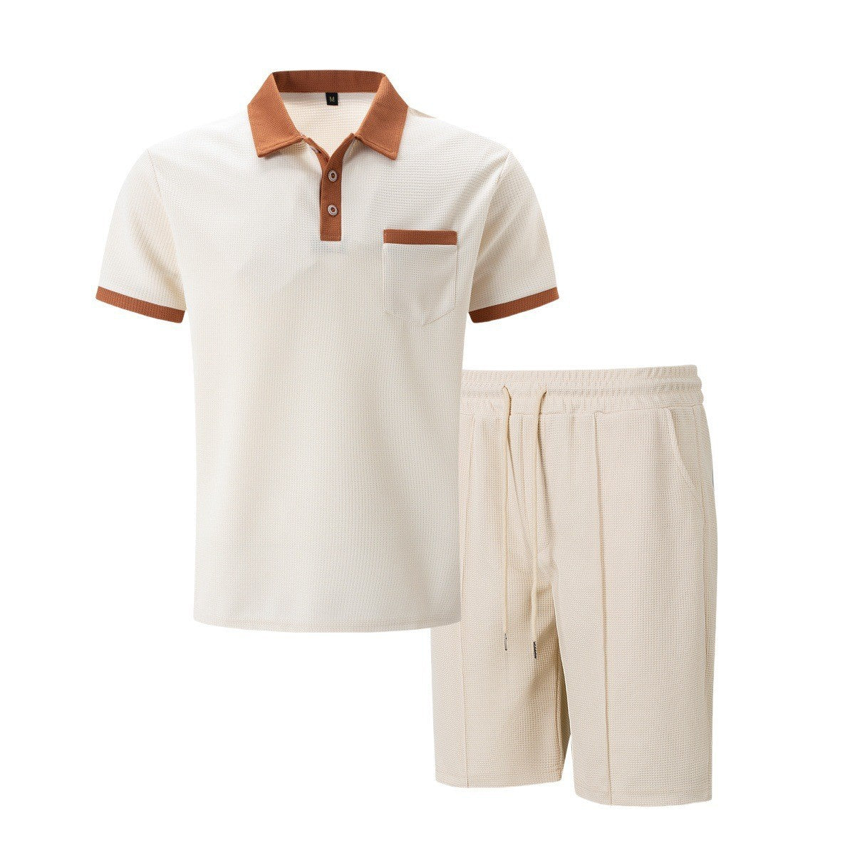 Men's Waffle Knit Polo and Shorts Set