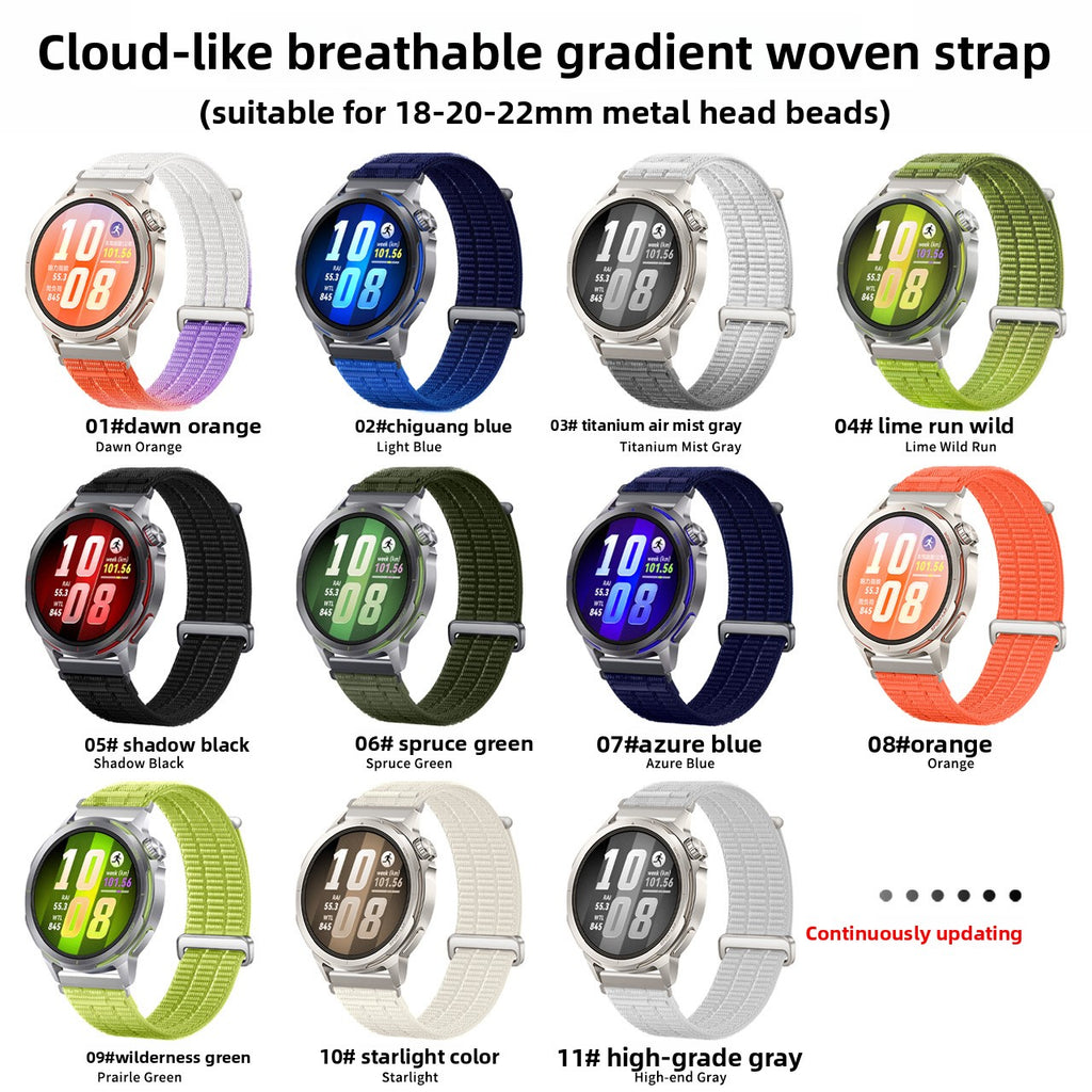 Suitable for Huawei Watch Gt Runner2 Watch Strap Cloud-Like Breathable Gradient Woven Nylon Watch Strap 22mm