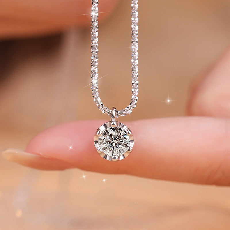 Geometric Zircon Pendant Necklace with Adjustable Chain