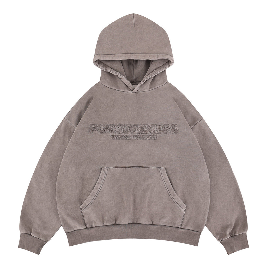 Retro Tassel Embroidered Letters Simple and Versatile Hooded Sweatshirt for Men