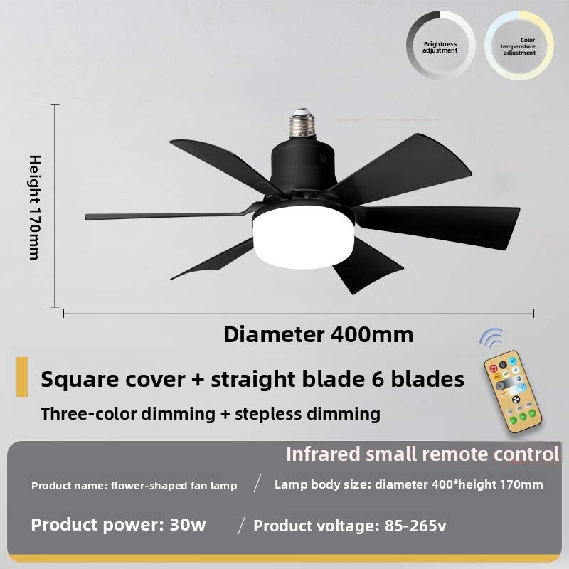 E27 Screw Ceiling Fan Lamp with Detachable Blades Remote Control
