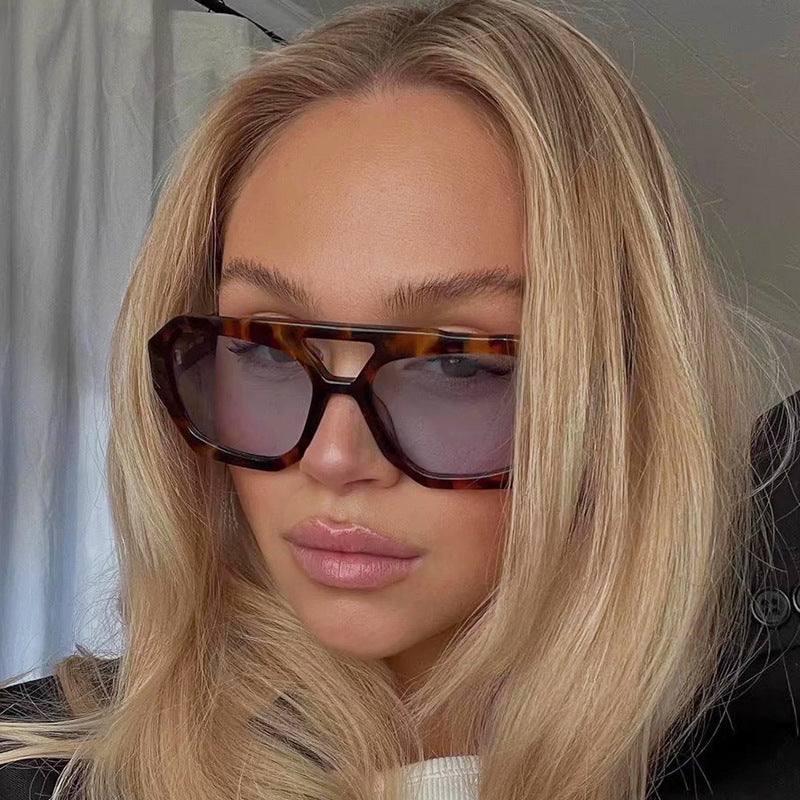 Women Irregular Double Beam Sunglasses