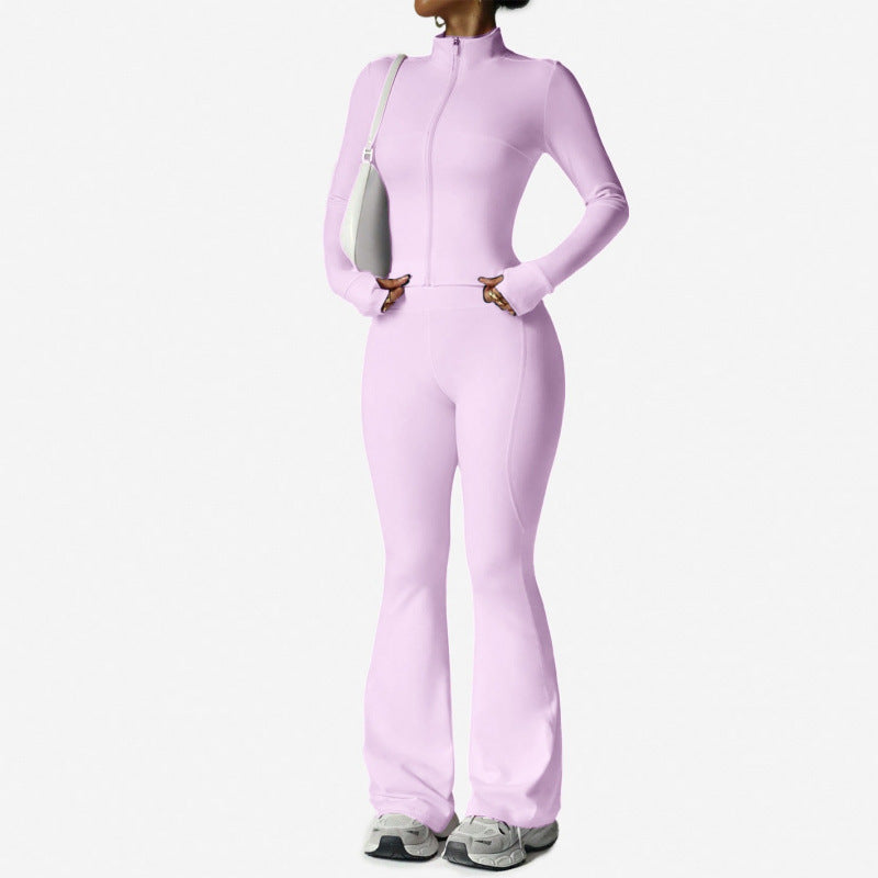 Women's Long Sleeve Yoga Set with Flared Pants